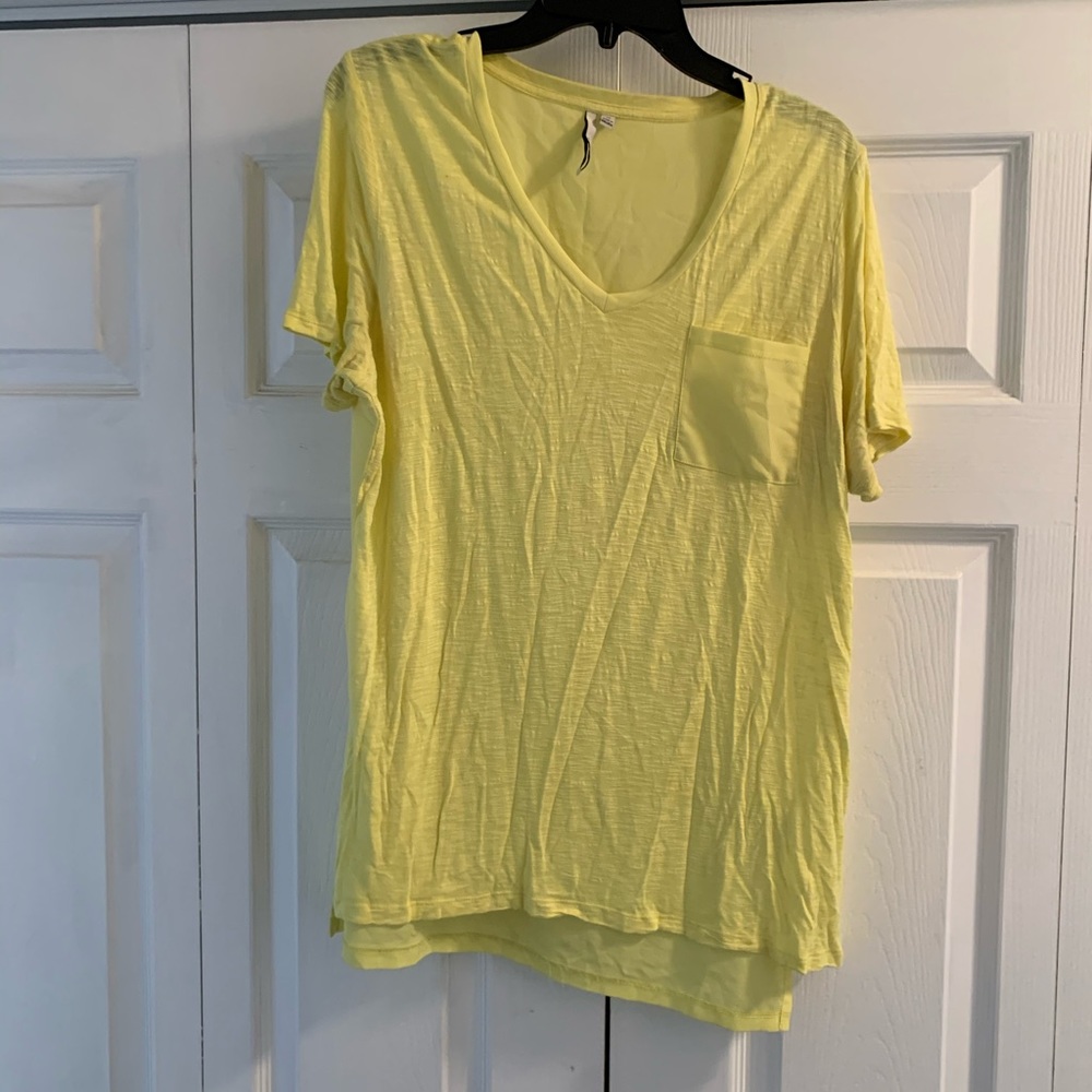 Yellow Calvin Klein V neck Pocket tee